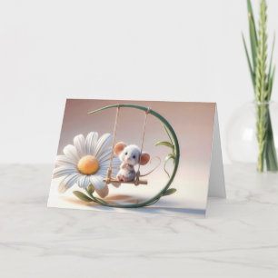 Carte Souris d'anniversaire sur une aile de marais