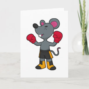 Carte Souris en boxeur avec gants de boxe