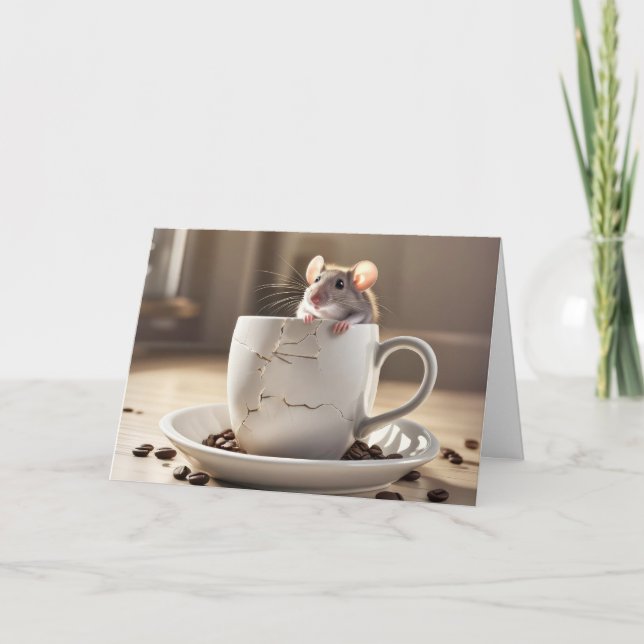 Carte Souris en coupe de café craquelé (Devant)