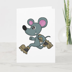 Carte Souris en coureur avec sac à dos