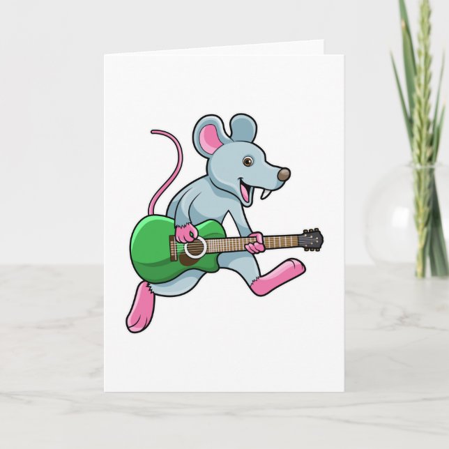 Carte Souris en musique avec guitare (Devant)