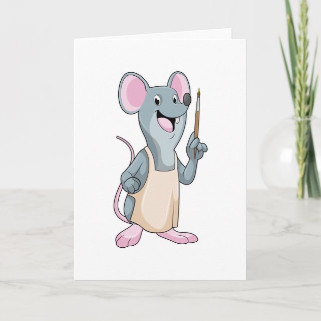 Carte Souris en tant que peintre avec pinceau (Devant)
