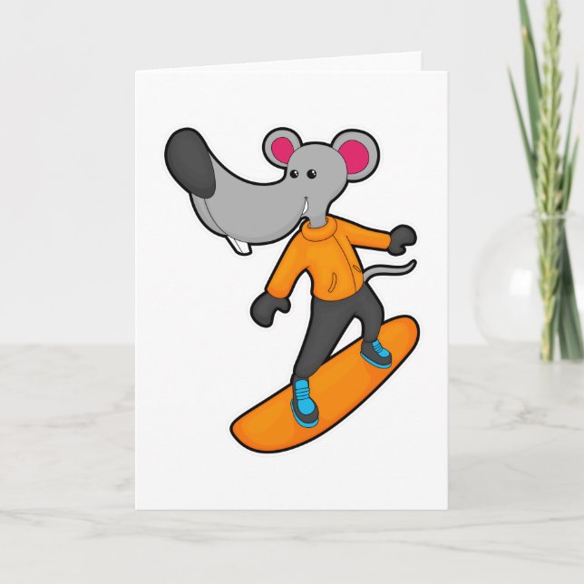Carte Souris en tant que snowboardeur avec planche à nei (Devant)