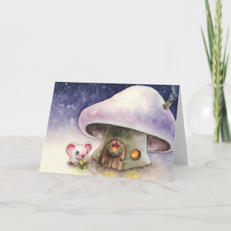 Carte Souris et champignons de Noël