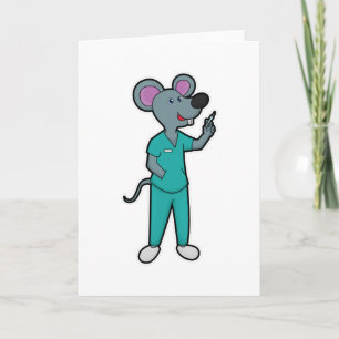 Carte Souris infirmière à la vaccination avec seringue