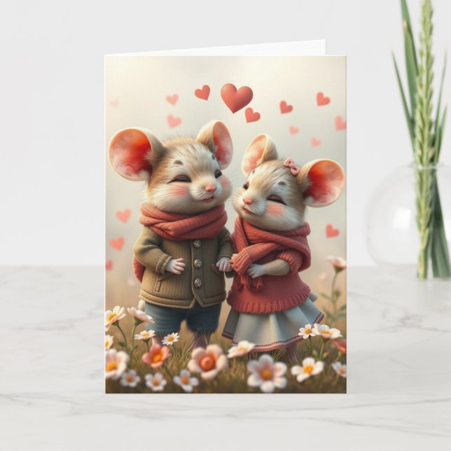 Carte souris romantique (Devant)