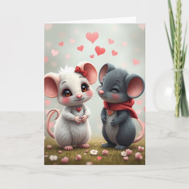 Carte souris romantique (Devant)