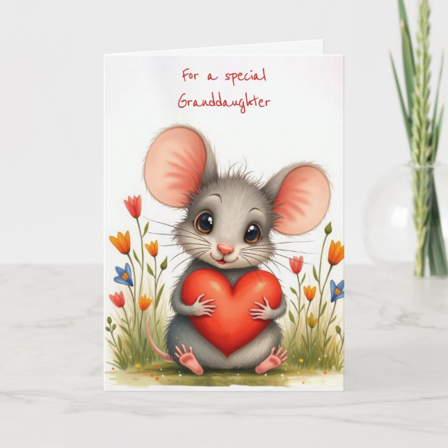 Carte Souris Valentine pour petite-fille (Devant)