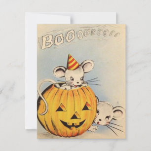 Carte Souris Vintage Halloween en Citrouille