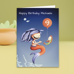 Carte Sous la mer Amusante Sirène fille Anniversaire
