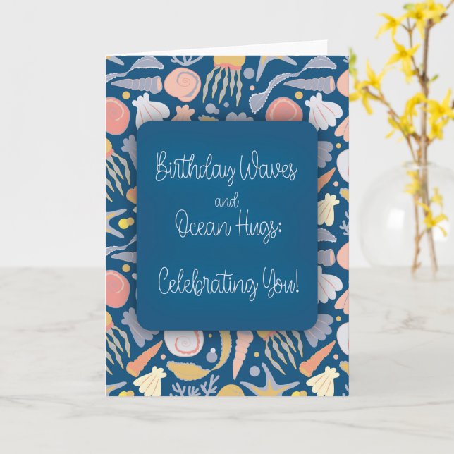 Carte Sous la mer voeux d'anniversaire (Fleur jaune)