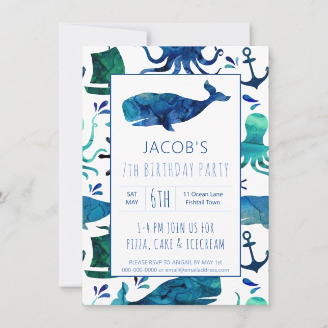 Carte Sous l'eau de la mer Anniversaire de enfant de bal (Devant)