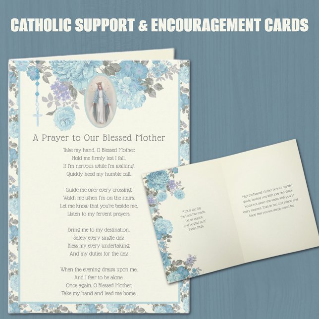 Carte Soutien catholique Encouragement Vierge Marie Flor (Encourage loved ones to go to Jesus through Mary in all their needs! )