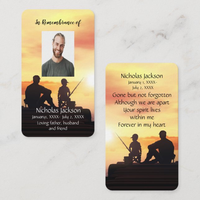 Carte souvenir Père Son Pêcheur Pêcheur Pêcheur (Devant / Derrière)