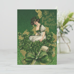 Carte Souvenir vintage de la Saint-Patrick, jeune Irland