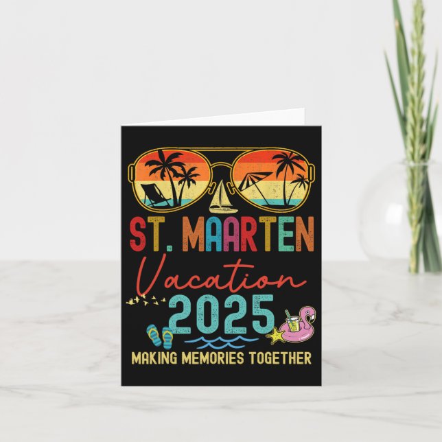 Carte Souvenirs de vacances rétro à St. Maarten 2025 (Devant)