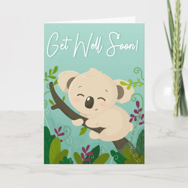 Carte Soyez Bien Bientôt Cute Koala Bear Grey Card (Devant)
