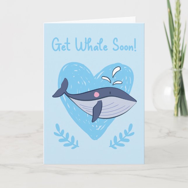 Carte Soyez Bien Bientôt Drôle Cartoon Whale Salutation (Devant)
