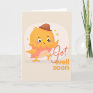 Carte Soyez Bien Bientôt Joli Cartoon Salutation au poul