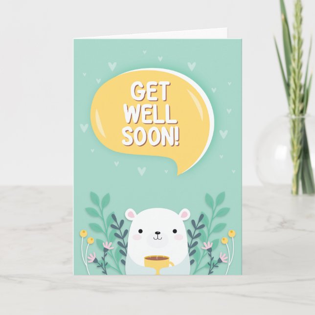 Carte Soyez Bien Bientôt Mignonne Cartoon Polar Bear Sal (Devant)