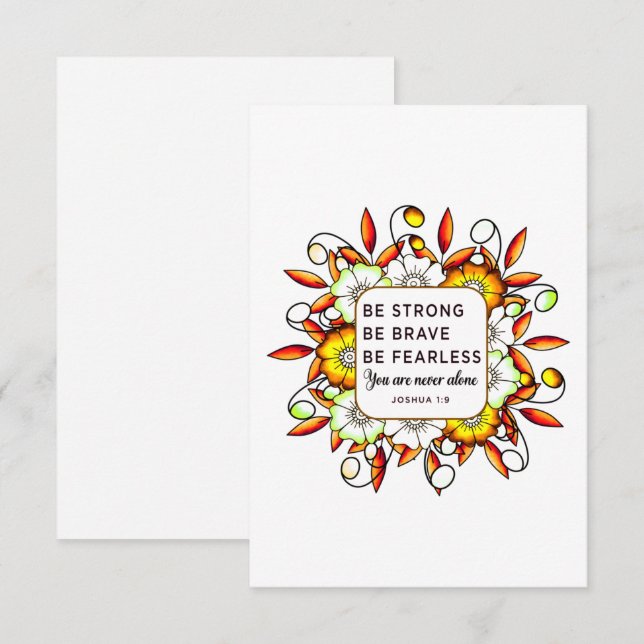 Carte Soyez fort courageux sans peur - Bible Verse (Devant / Derrière)