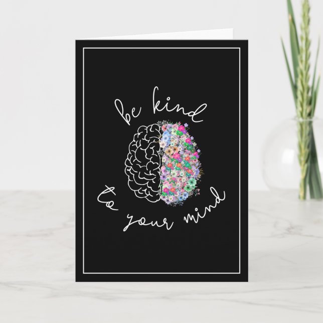 Carte Soyez Gentil À Votre Esprit Floral Cerveau Santé M (Devant)
