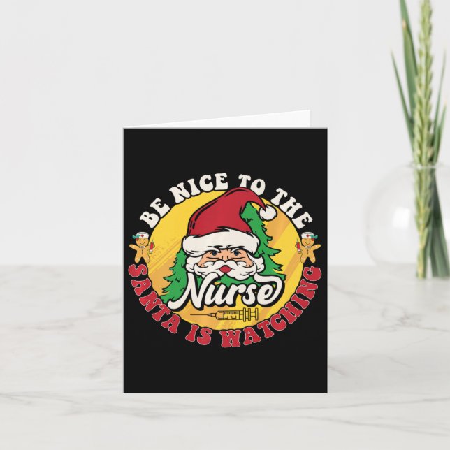 Carte Soyez Gentil Avec L'Infirmière Père Noël Regarde N (Devant)