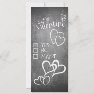 Carte Soyez ma Saint Valentin sur un tableau à craie