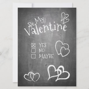 Carte Soyez ma Saint Valentin sur un tableau à craie