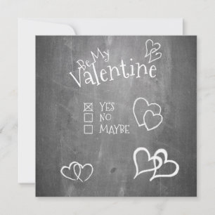 Carte Soyez ma Saint Valentin sur un tableau à craie