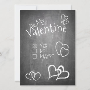 Carte Soyez ma Saint Valentin sur un tableau à craie