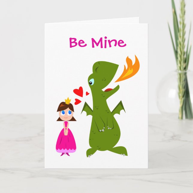 Carte Soyez Mon Princesse Et Dinosaure Valentine (Devant)