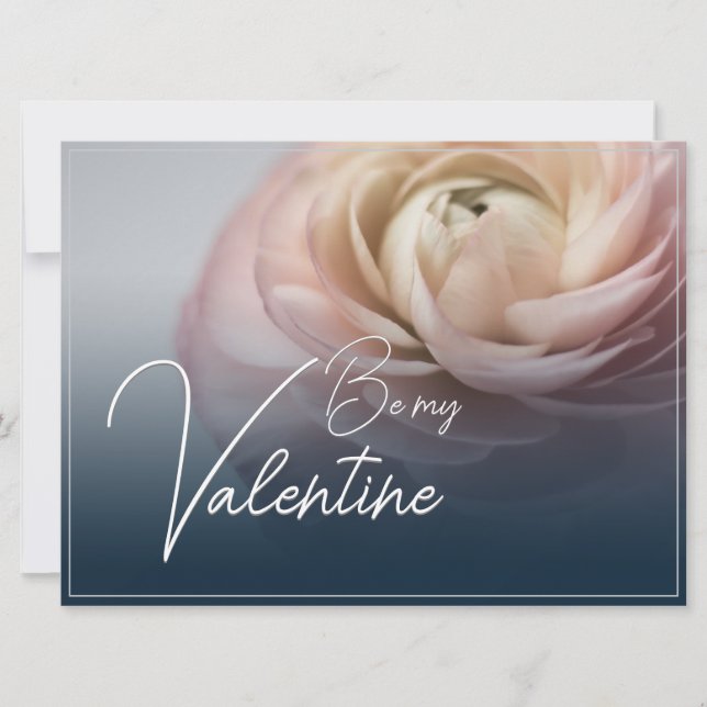 Carte Soyez Mon Valentin - Avec Grosse Rose Rose (Devant)