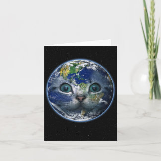 Carte Space Cat Earth Blank Salutation