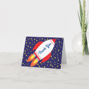 Carte Space Rocket Star Navire Merci 1er anniversaire
