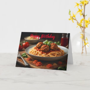 Carte Spaghetti et boulettes de viande dans l'assiette