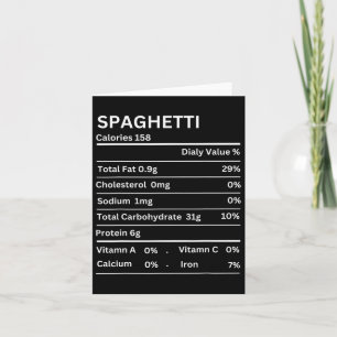 Carte Spaghetti valeur nutritive drôle Thanksgiving Nutr