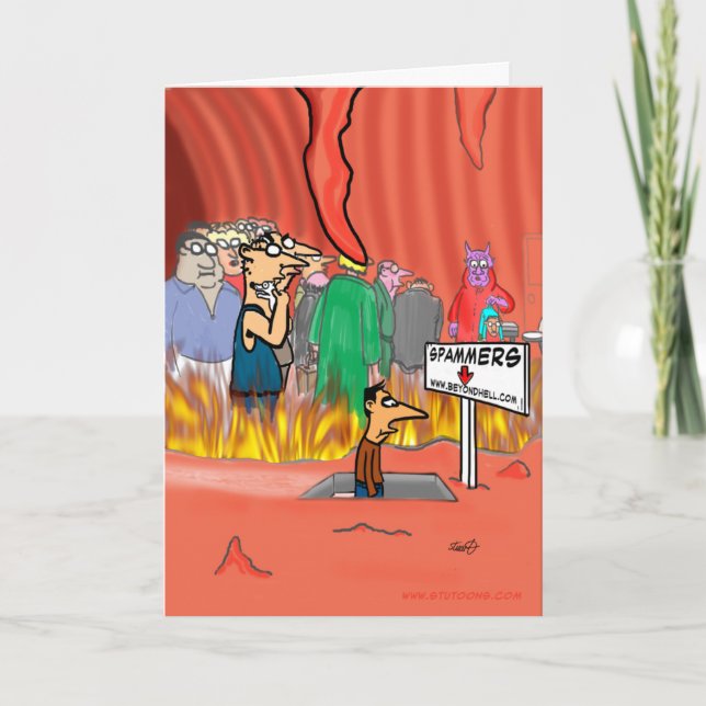 Carte Spammer In Hell Cartoon - Anniversaire drôle (Devant)