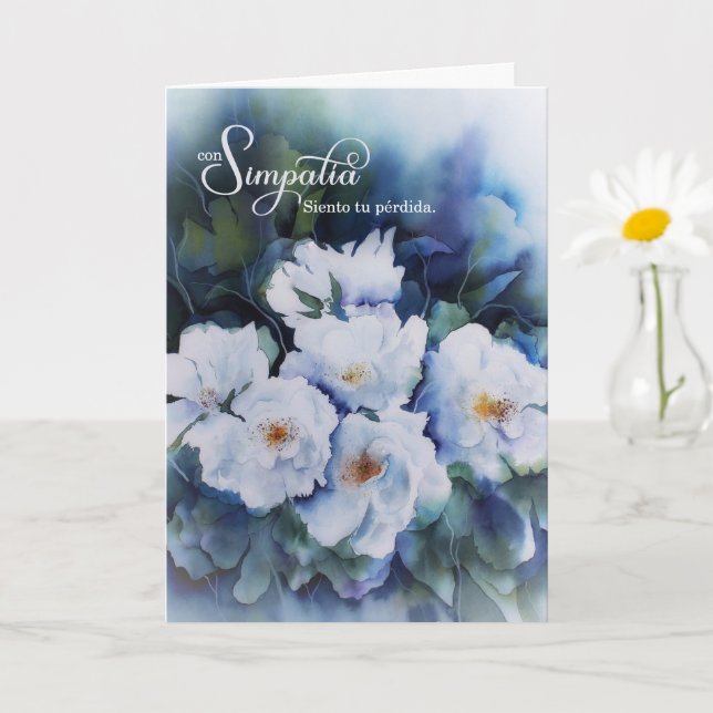 Carte Spanish Sympathy Con Simpatia Blue Flowers (Petite plante)