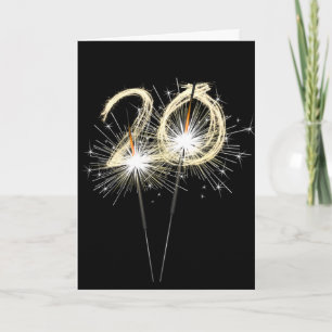 Carte Sparklers du 20e anniversaire en noir