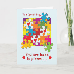 Carte Special Boy Anniversaire Puzzle Amour aux pièces