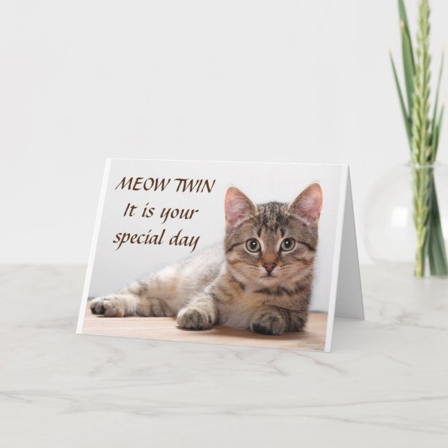 CARTE **SPECIAL CAT'S BIRTHDAY WISH TO SPECIAL TWIN** (Devant)