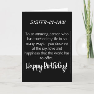 CARTE SPÉCIALE POUR L'ANNIVERSAIRE DE LA SOEUR EN 