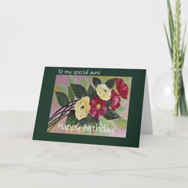 Carte spéciale tante florale/anniversaire (Devant)