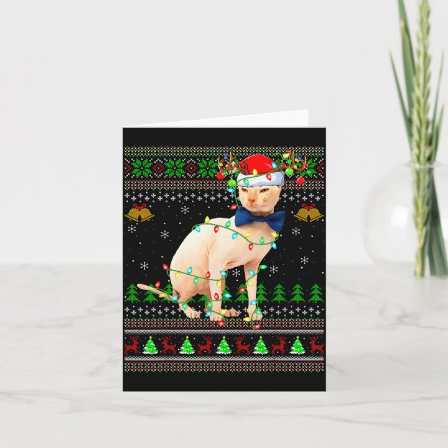 Carte Sphynx Cat Ugly Christmas Sweaters Holiday Santa C (Devant)
