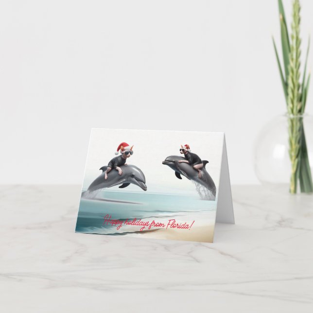 Carte Sphynx et Dauphin de Noël (Devant)