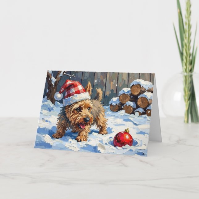 Carte Spirited Cairn Terrier Dog Digging for Christmas T (Devant)