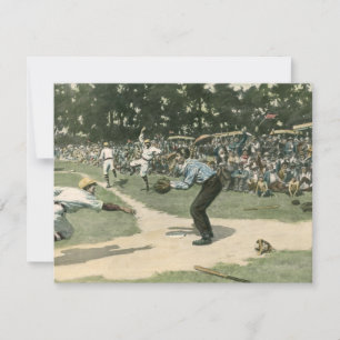Carte Sports Anciens, Joueur de Baseball Glissant dans l
