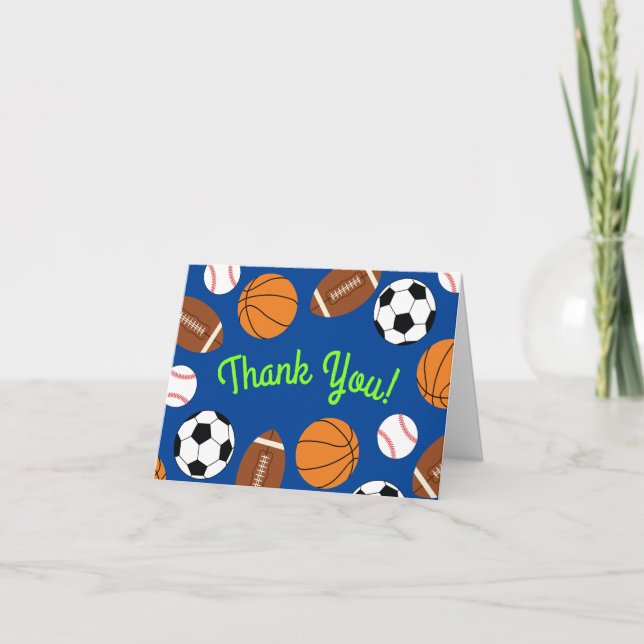 Carte Sports Birthday Party Kids Cute (Devant)