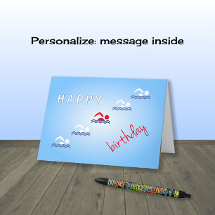 Carte Sports de bleu de joyeux anniversaire de nageurs